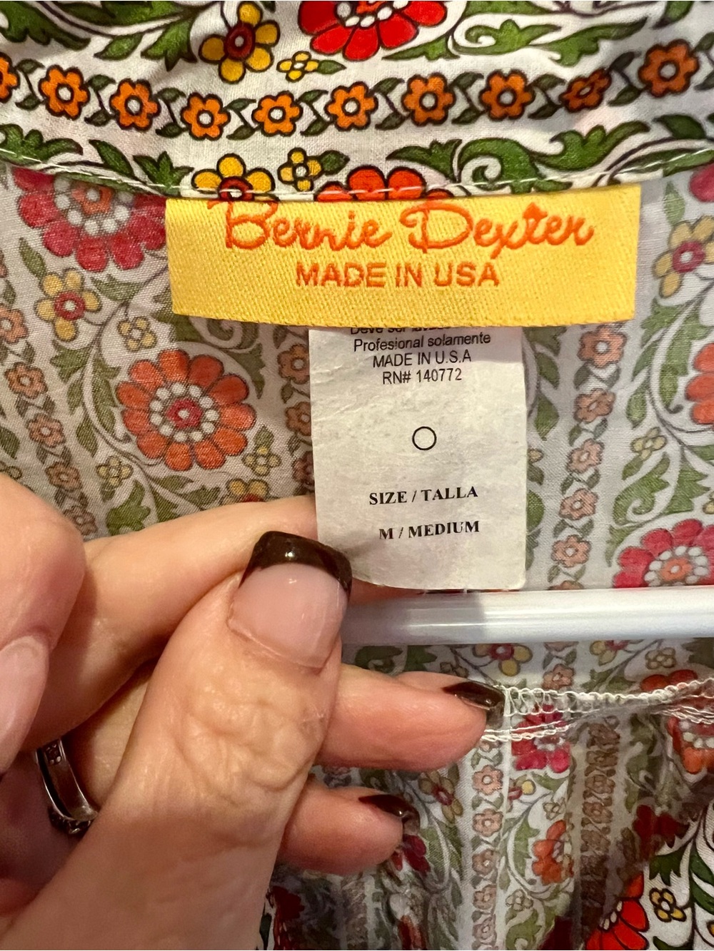 Bernie Dexter Off White Dress with Orange & Green Floral Print